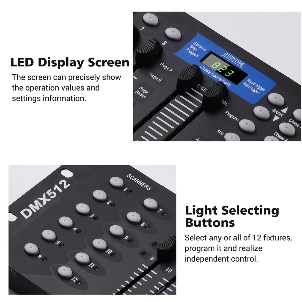 Беспроводной световой контроллер DMX512, консольная панель, 2,4G ISM 192CH, функция программирования, активация звука