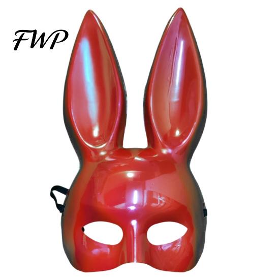 Comfortable Wear Bunny Mask Halloween Mask, Cosplay Rabbit Face with Long Black for Theme Parties Ears, Lightweight Plastic Cushion Masquerade