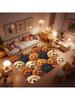 Cartoon Night Moon Dinosaur Area Rug, Dinosaurs Decorative Carpet, Cartoon Style Area Rugs, Bedroom Dormitory and Living Room