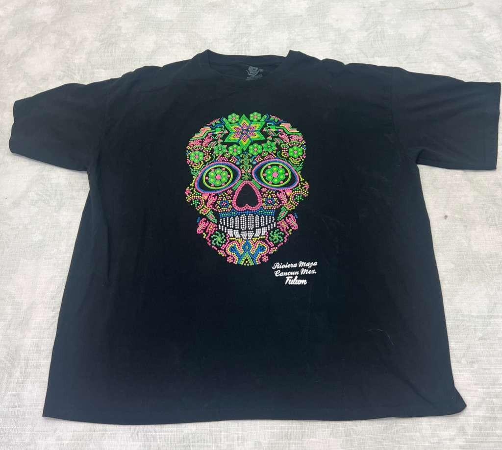 Expressate Mens 3XL Black Sugar Skull T-Shirt Riviera Maya Cancun Tulum Mexico N