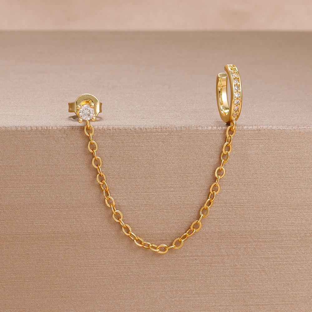 Europe and America Cross Border Hot Selling Fashion All-Match Temperament Single Row Stud Earrings Tassel Special Ear Clips