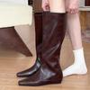 Женские высокие сапоги на плоской подошве с острым носком, зимняя дизайнерская новая обувь для вечеринок, женская обувь 2024 года, трендовые зимние сапоги, сексуальное платье, Mujer Zapatos