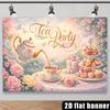 2D Flat Printing "Tea Party" Backdrop with Teapot, Cupcakes & Butterflies