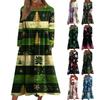 Women's Casual Crew-neck Christmas Print Mid-length Dress Long-sleeved Dress With Pocket