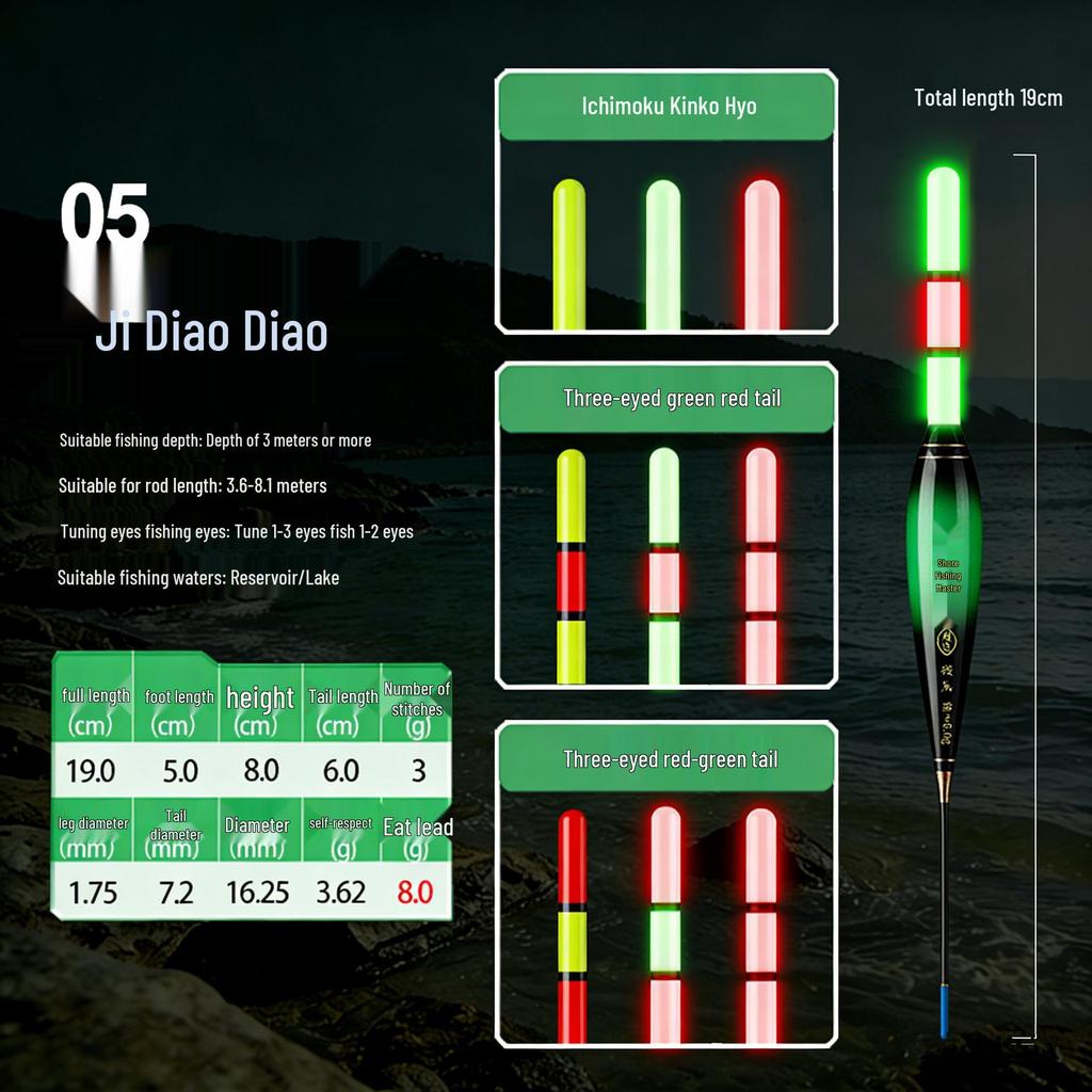 Luminous Long Cast Shore Fishing Rod with Thickened Dual-Use Electronic Float for Day/Night, Ideal for Giant Fish like Silver Carp and Bighead.