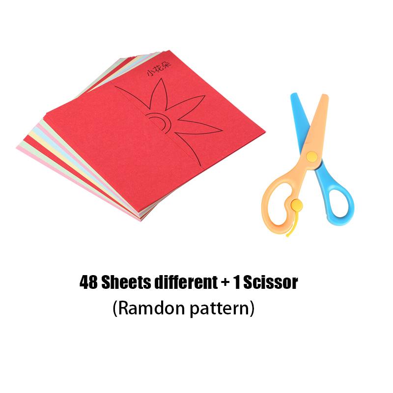 48/90 Sheets Colorful Paper-Cut Cartoon DIY Folding Cutting Book Toys Kids Craft Animal  Art Child-Safe Scissors Learning Toys