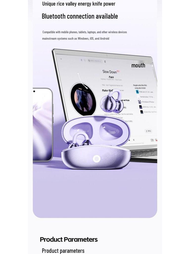 S480 Wireless Bluetooth Headset: Stylish Clip-On, High-Quality Sound, Long Battery, Ideal for Sports & Running.