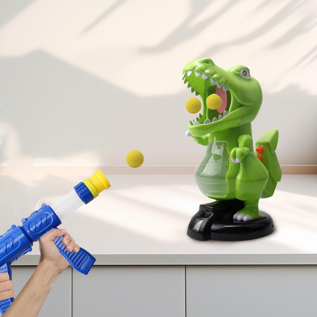 Игрушка-стрелялка «Динозавр» для детей 5-7 лет, с 2 помповыми пистолетами, стрелялка с 24 шариками, свет и звук, подарочная игра для мальчиков и девочек