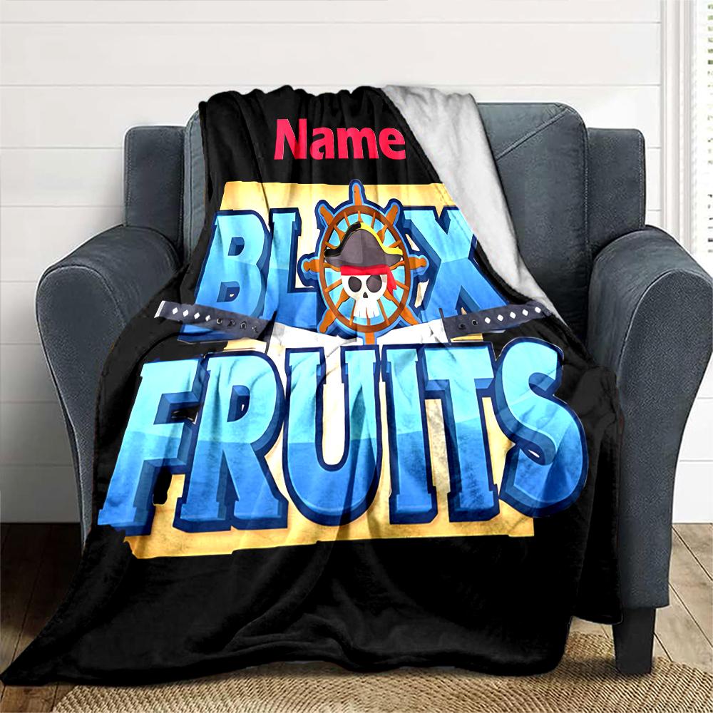 Customiz Name Personality Game Blox Fruits Blanket Soft &Warm Sofa Office Bed Travel Lunch Break Blanket, Gift Suitable All Seasons