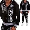 Мужские 2-х предметные спортивные костюмы кардиган на молнии с принтом толстовки спортивные штаны комплекты