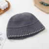 Wool basin hat women's autumn and winter new personalized versatile pearl shows a small face, fashionable warm pearl knitted fisherman hat