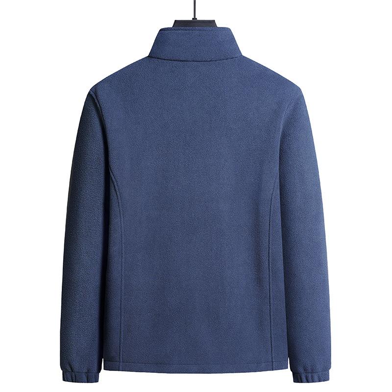 Мужская флисовая спортивная куртка на весну и осень, флисовый свитер, однотонный кардиган с воротником-стойкой