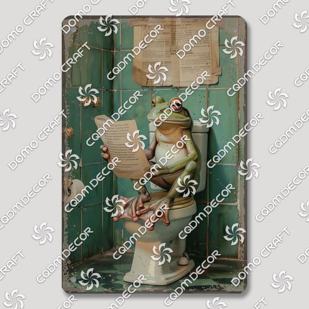 Забавная туалетная жестяная табличка Винтажный металлический постер Кролик Енот Кошка Собака Металлические таблички Ретро настенный декор для кафе ванной дома