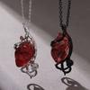 Halloween Gothic Red Crystal Flower Thorns Pendant Necklace for Women Men Punk Love Heart Skeleton Skull Choker Jewelry