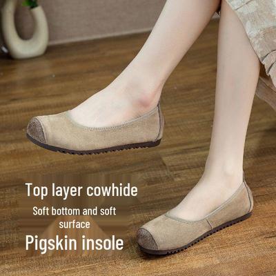 Женские ретро балетки ручной работы из натуральной кожи - Мягкая подошва, Легкие, Слипоны из коровьей кожи