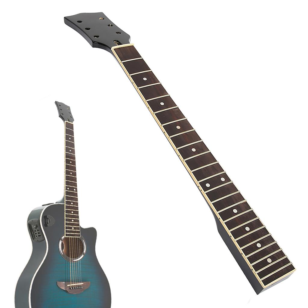 Wooden Folk Guitar Neck Fretboard Musical Instrument Part Black and White