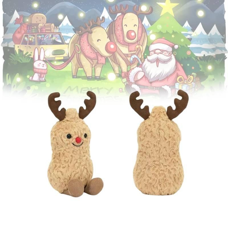 Adorable Christmas Reindeer Peanut Plush Toy Soft Comforting Cuddle Gift