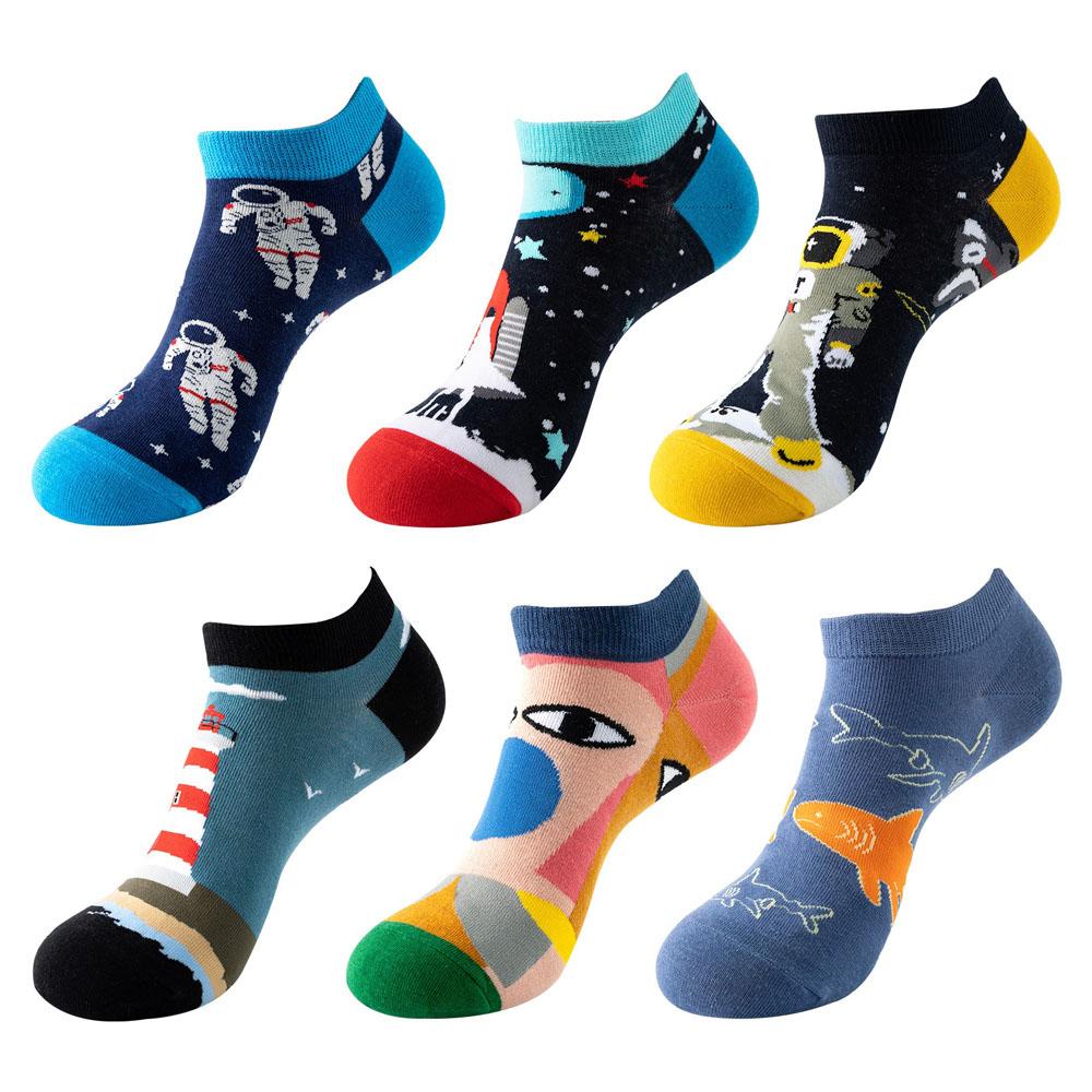 6 Pairs Fashion Colorful Harajuku Cute Unisex Casual Socks Funny Women Short Socks