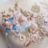 Sequin DIY Wedding 3D Appliques Patch Embroidery Applique Flowers Beaded Fabrics Lace Fabrics
