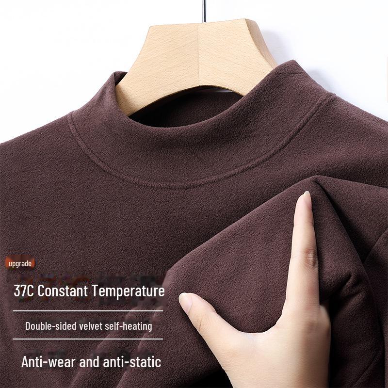 Men's Double-Sided German Velvet Long-Sleeve Warm Turtleneck Top