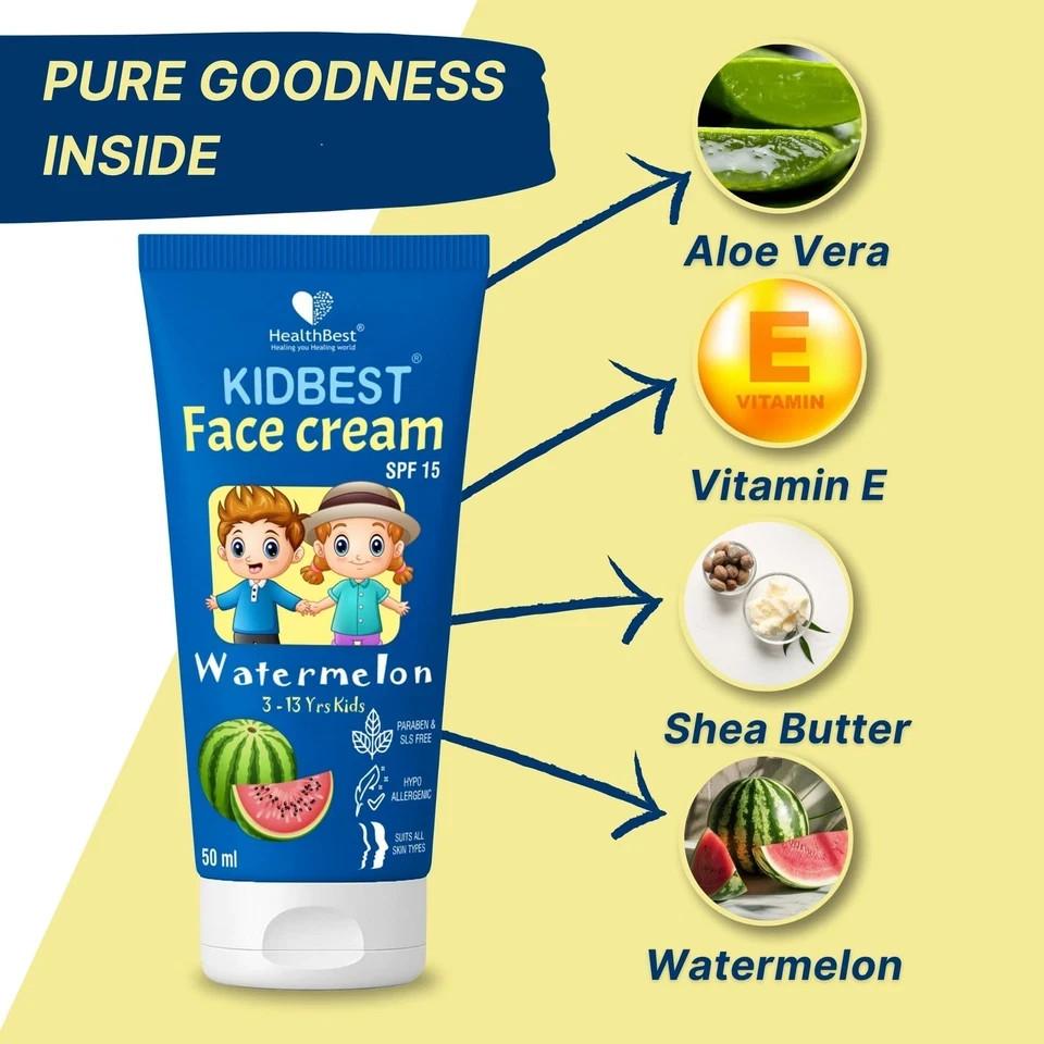 HealthBest Kids Face Cream SPF15 50ml | Sensitive Skin Watermelon