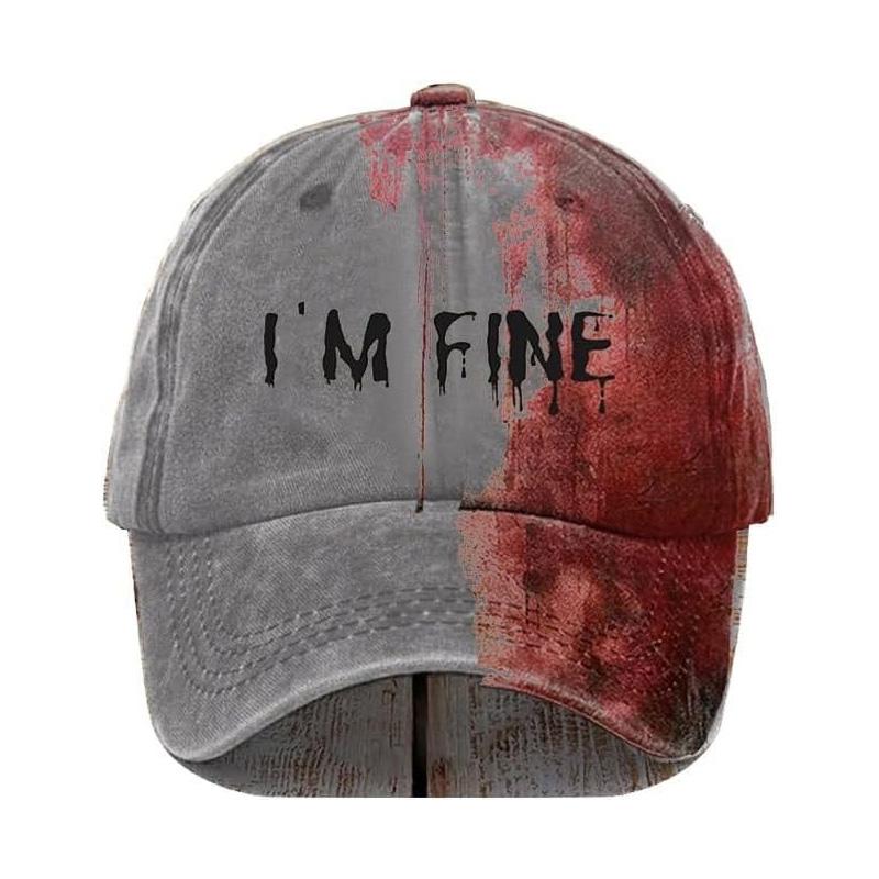Бейсболка на Хэллоуин Im Fine Im Fine Hat Hats Bloody Cap Funny Hat Women Men Unisex Cap