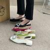 Luxury Crystal Mid Heels Women Sandals Party Shoes Summer Woman Chunky Slingback Slippers Designer Sexy Low Heeled Sandals