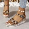 Women's Sandals Leopard Summer  High Quality Fashion Thick Soled Outdoor Casual Comfortable Lightweight Female Shoes