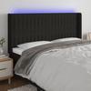 LED Headboard in Black 203 x 16 x 118 128 cm Fabric