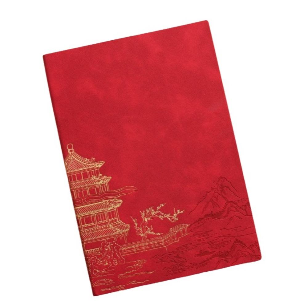 Chinese Style Writing Notebook PU Cover Meeting Record Notebook A5 Pocket Notepad Writing Diary