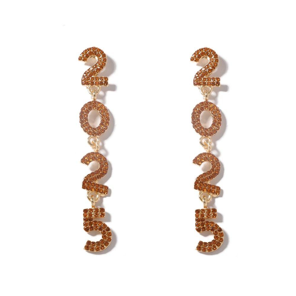 Rhinestone Happy New Year Earrings Jewelry Crystal Party Earrings New Year