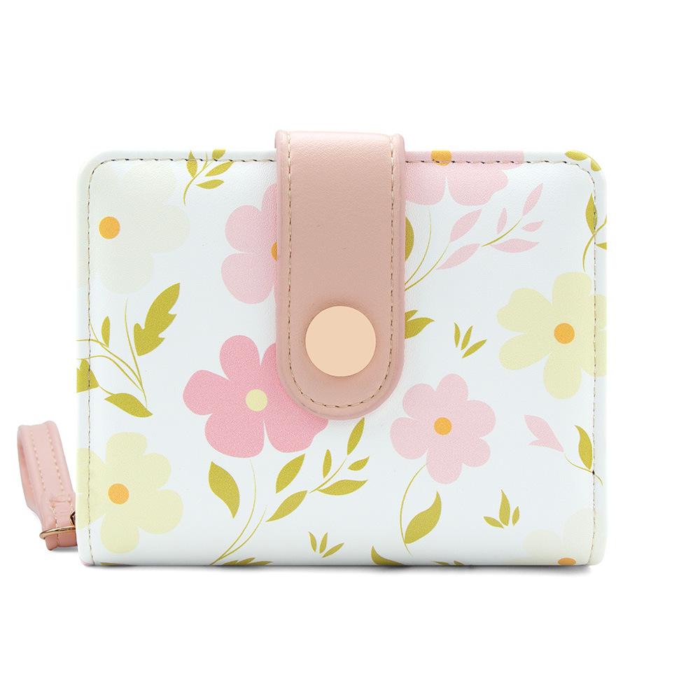 Cute Korean Style Coin Purse Women Fashion Short Wallet Folding Zipper Wallet ID Card Holder Travel Lightweight Cash Coin Bags