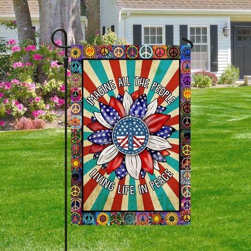 Hippie Peace Sign American ag Imagine All The People Living ag Graden ag IIX WZZ
