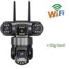 4G/WiFi Network Security Camera, Triple-Lens Triple-Screen HD Night Vision Waterproof CCTV Recorder