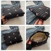 Large Capacity Cute Makeup Bag with Zipper - Embroidery Bow Cosmetic Wash Storage Bag for Women