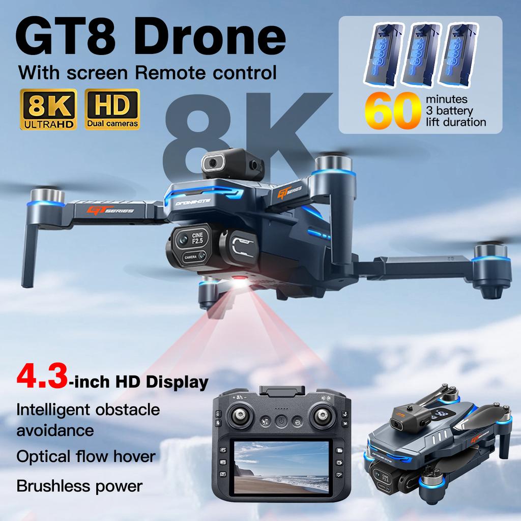 Дрон GT8 с двойной камерой 8K Ultra HD и подключением по 5G WIFI