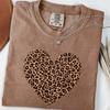 Comfort Colors® Leopard Heart Shirt, Valentine Heart T-Shirt, Cute Valentine Day Shirt, Animal Print Shirt, Heart Valentine Shirt