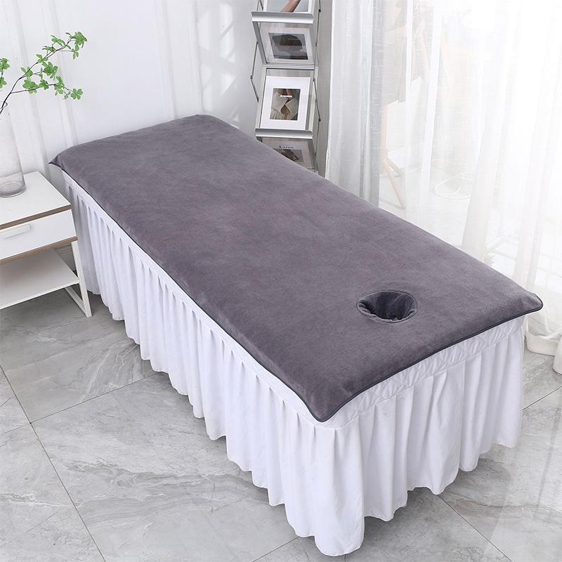 1PC Beauty Salon Bed Sheets SPA Massage Bed Cover Solid Color with Hole Thickened Velvet Towel