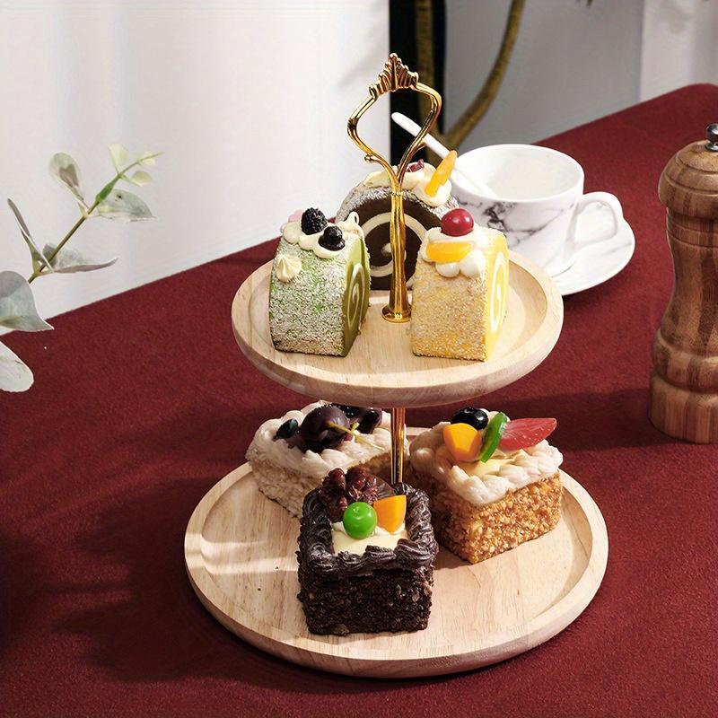 Украшения для десертного стола из цельного дерева, подставка для торта, витрина, тарелка с фруктами, поднос для закусок, многослойная тарелка с фруктами, деревянная полка