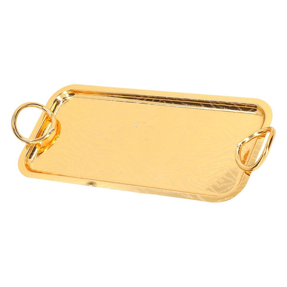 Circle Handle Rectangular Serving Tray Rectangular Stainless Steel Teacup Tray  BBQ Dessert