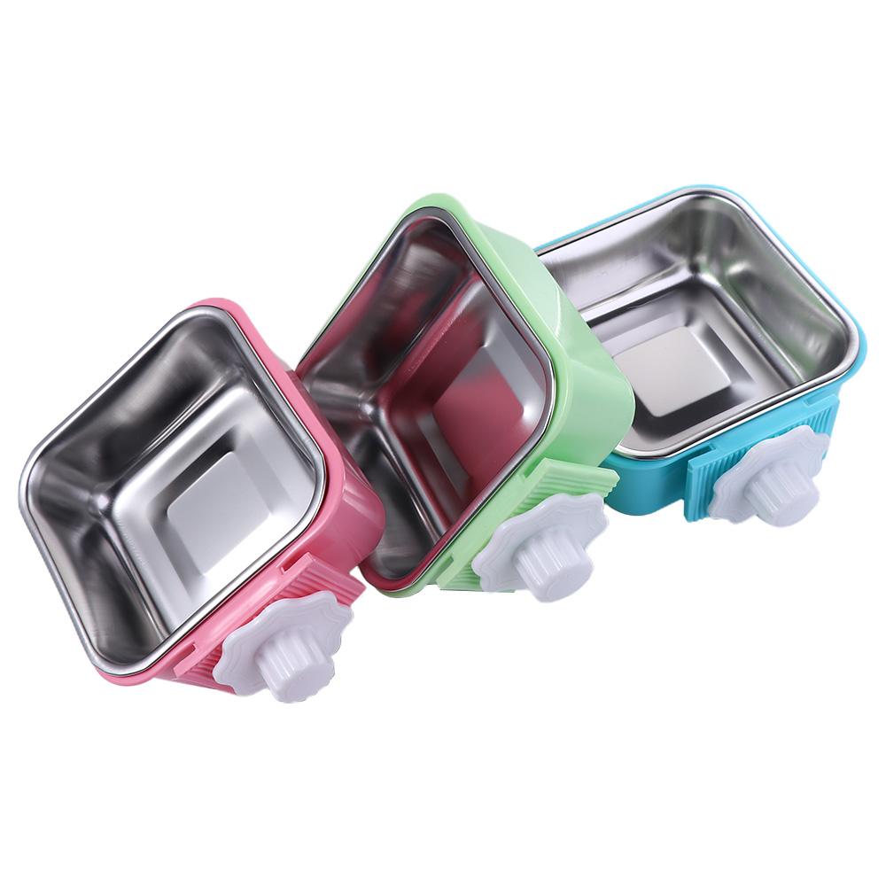 Puppy Detachable Anti-overturning Square Hanging Water Feeder Container Food Dish Dog Crate Bowl