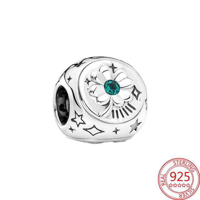 Original S925 Silver Fit Fashion Bracelet Charm Murano Glass Beads Ladybird Four Leaf Clover Pendant Jewelry Gift Accessories