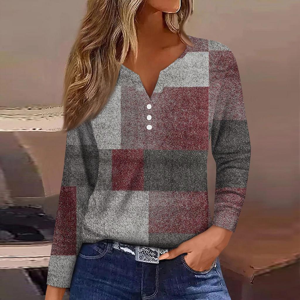 Women's T Shirt Tee Button Floral Print Long Sleeve Daily Weekend Fashion Basic V-Neck Regular Top