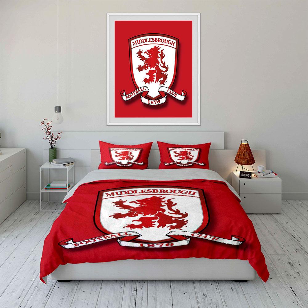 Middlesbrough FC Red Bedding Set Bedding Duvet Cover Set Duvet Cover Pillowcases (1 * Duvet Cover 2 * Pillowcases, without duvet insert)