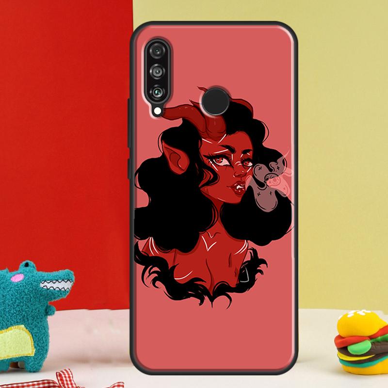 Чехол 'Дьяволица' для Huawei Nova 5T 9 10 SE 12i 12s 11i Y91 Y90 Y60 Y70 Y72 Y61 P60 P30 Pro P20 P40 Lite