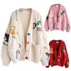 Women's Fashion Casual Daily Coat Loose Short Knit Sweater Top Lazy Wind Cardigan Sweater