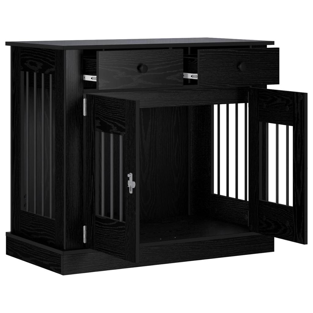 vidaXL Dog Crate Furniture Black Oak 90 x 47.5 x 80 cm