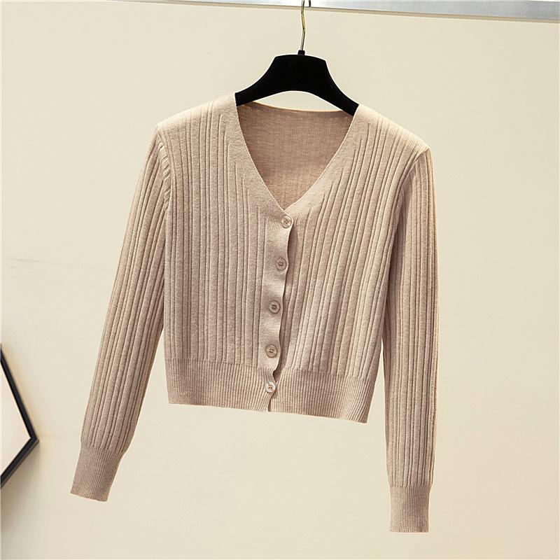 Осенний облегающий повседневный вязаный кардиган для женщин с длинным рукавом, верхняя одежда, элегантный свитер, куртка для женщин, зимняя мода, теплый трикотаж, кардиганы 24745