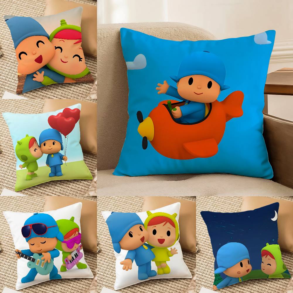 Милая наволочка с мультяшным принтом P-Pocoyo-MT, напечатанная, из матового флиса, подушка, нежная к коже, экологически чистая сублимационная печать