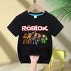 Хлопковая футболка Roblox для родителей и детей - Футболка с коротким рукавом, круглым вырезом, с мультяшным принтом, повседневная